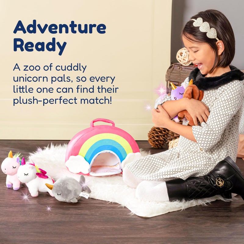 PixieCrush Unicorn Stuffed Animal Set - 5 Plush Toys for Girls with Narwhal, Puppycorn, Kittycorn and Rainbow Unicorn - Soft Plushies with Carry Case - Gift for Kids Ages 3 and Up - Image 4